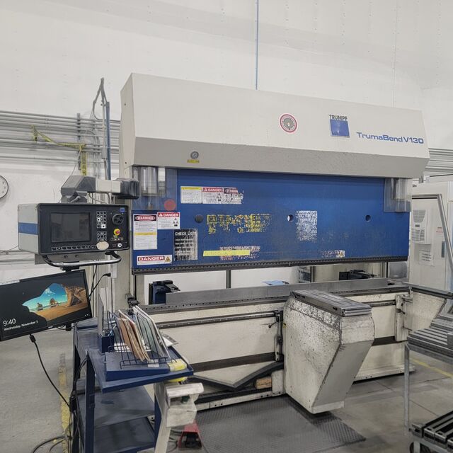 143 Ton, Trumpf #TrumaBend-V130, CNC press brake, 10' overall, 6-axis, CNC crowning, automatic sheet support