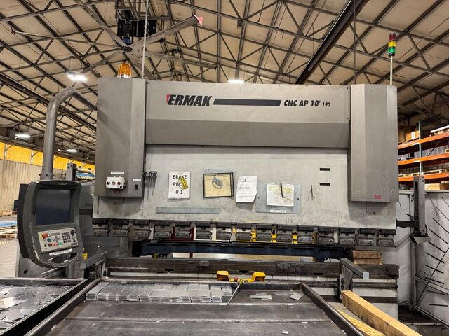 193 Ton, Ermak #CNCAP, CNC press brake, 10' 2" overall, 1032" between housing, 16.1" throat, 4-axis CNC