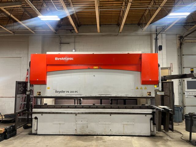220 Ton, Bystronic Beyeler #PR200-IPC, CNC hydraulic press brake, 13' overall, 147" between housing, 8.5"