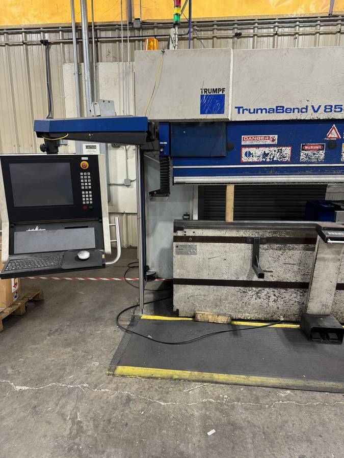 94 Ton, Trumpf #TrumaBend-V850S, CNC press brake, 8.5' overall, 89" between housing, 8.47" stroke, TASC 6000