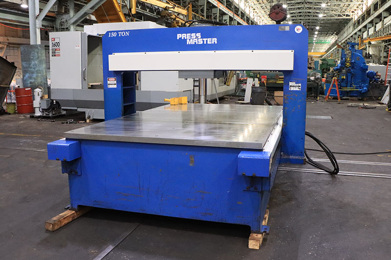 150 Ton, Press Master #GSP-150T-6/10, gantry hydraulic straightening press, 16" stroke, 11" bore, 15.5"