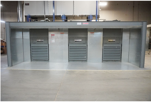 Global Finishing Solutions #DCBG-220704-COLD-SP, 3-Zone Sanding Booth, (3) 5 HP blowers, (9) cartridges per