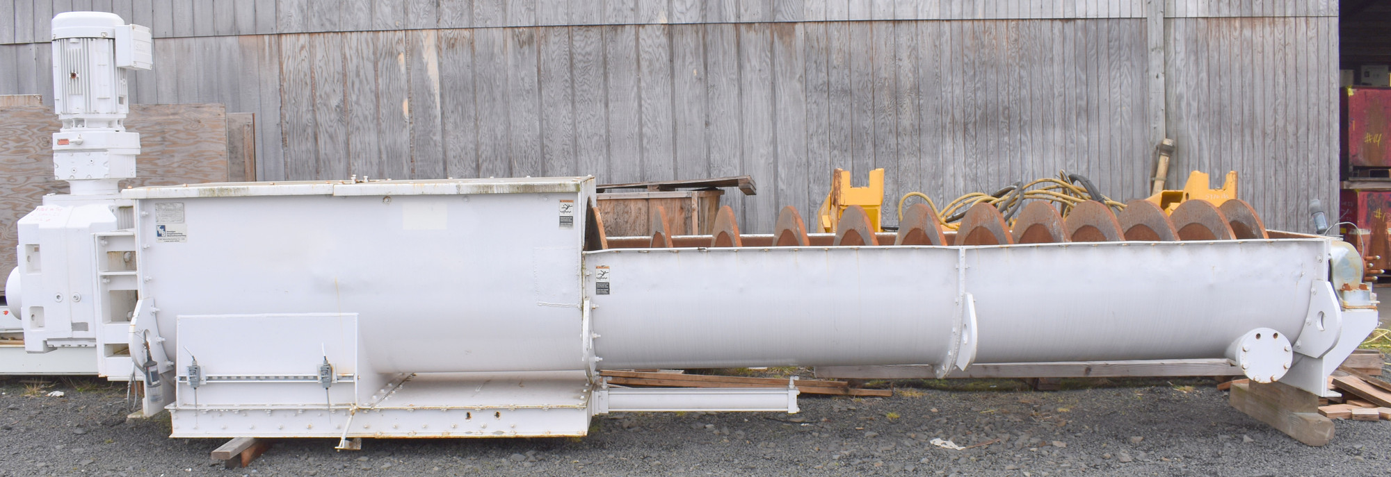 36" diameter x 20' long, KWS, Screw Auger Conveyor, U-trough, 37" x 37" knife gate discharge, 50 HP