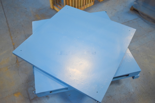 48" x 48" Pallet Turntable, 360° continuous rotation, 6-1/2" overall height, 2-way fork pockets, 7-3/4" x 2"
