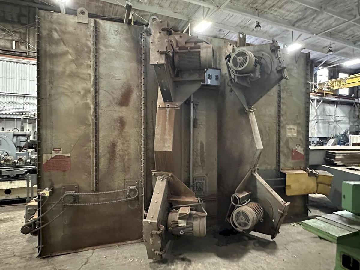 Wheelabrator #ES-1838-22, Roller Conveyor Shot Blast Machine, 48" width x 96" H opening, (8) 20 HP blast