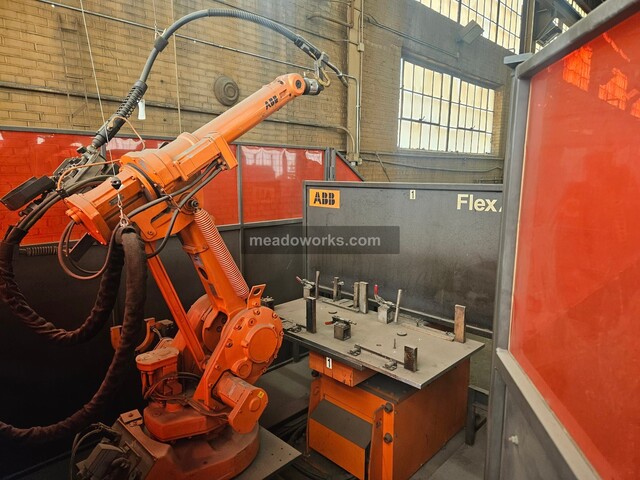 ABB #FlexArc, Robotic MIG Welding Cell, indexing table, ABB IRC5 robot controller cabinet, Miller wire feeder
