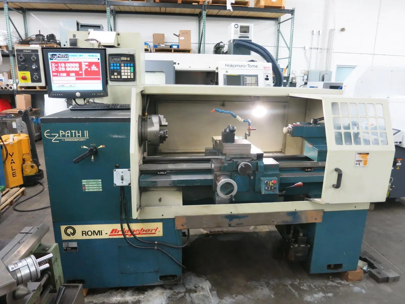 Bridgeport, Romi #EZ-Path-II, CNC lathe, 20" swing, 40" Centers, 10 HP, 3500 RPM, 220 V., 3 Phase