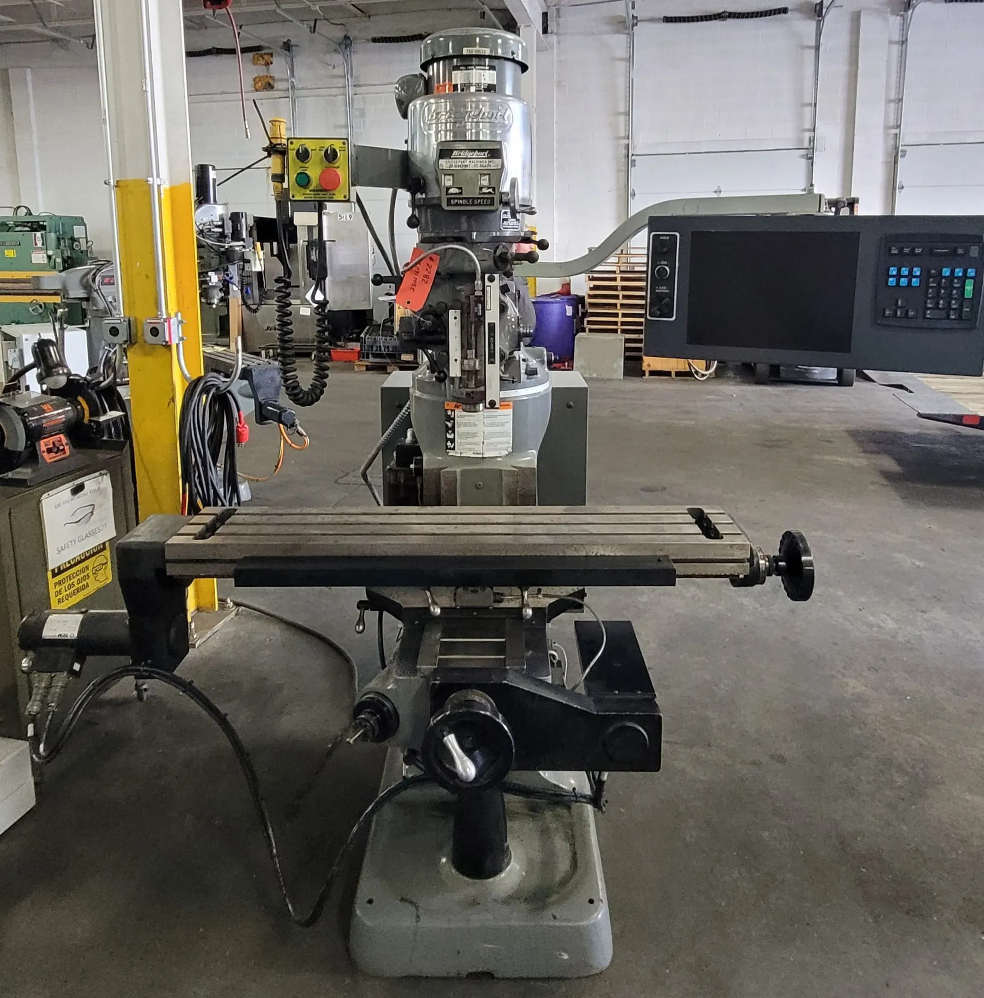 Bridgeport #EZ-TRAK-DX, vertical mill, 9" x48" table, 2 HP, 33.5" X, 12" Y, 14" Z, 60-4200 RPM, R-8