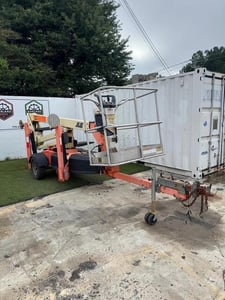 500 lb. JLG #T350, Towable Boom Lift, 18'-9" horizontal outreach, 35' lift height, 3000 psi, 2005