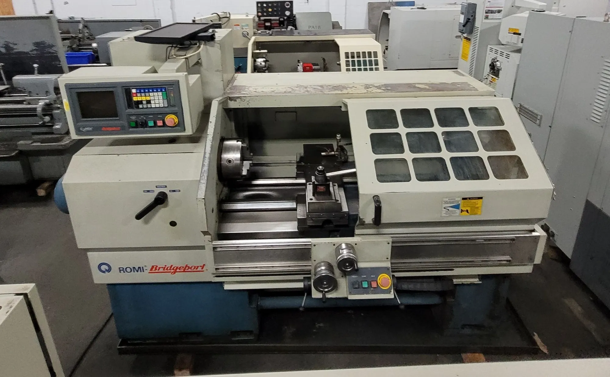 Bridgeport, Romi #EZ-Path-S, CNC Teach lathe, 18" x 40", 7.5 HP, 4000 RPM, 10" 3-Jaw Chuck