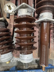46 KV, Canadian Ohio Brass Co. Ltd., Condenser Bushing, HV, GK-25, 1200 Amp. SET of QTY 3