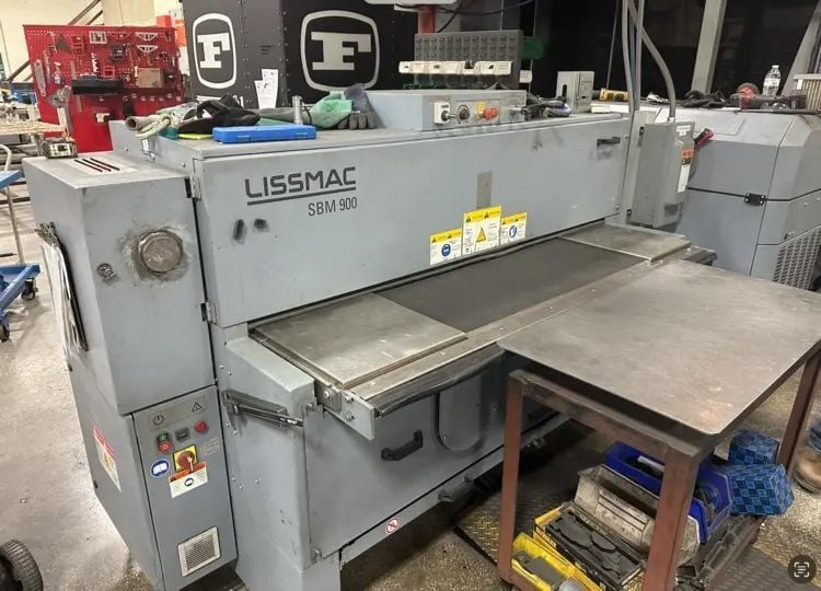 Lissmac #SBM-900, deburring machine, 38" wide, cross belt style, top & bottom processing, Lissmac dust