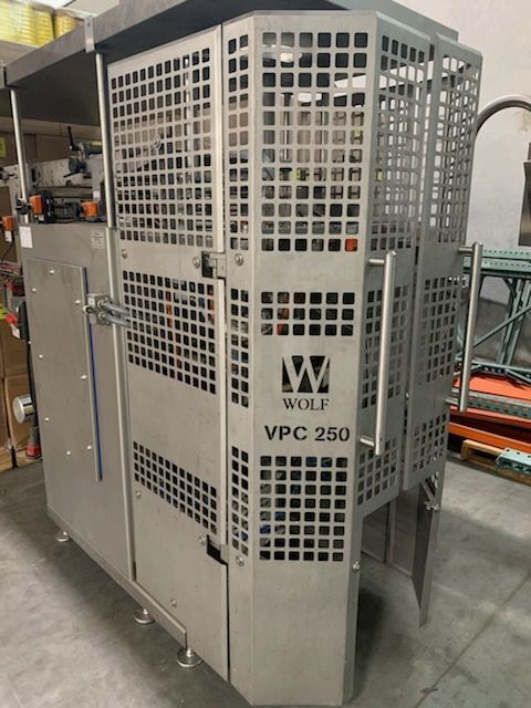 Wolf #VPC-L250, vertical form fill & seal machine, Allen Bradley controls, VideoJet DataFlex Plus printer