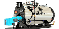 50 HP Williams & Davis, 2-Pass, dry-back design steam boiler, new