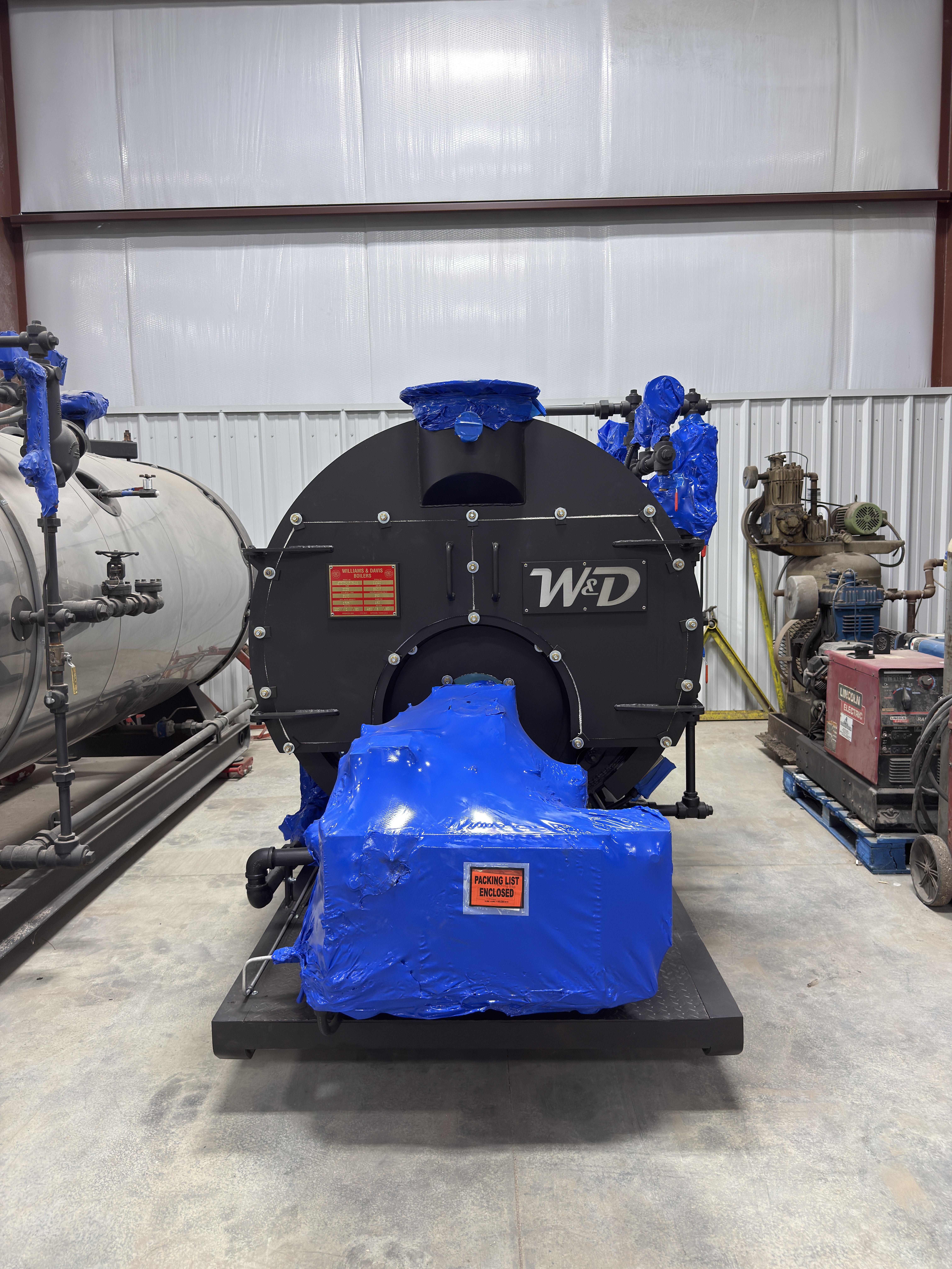 50 HP Williams & Davis, 2-Pass, dry-back design steam boiler, new