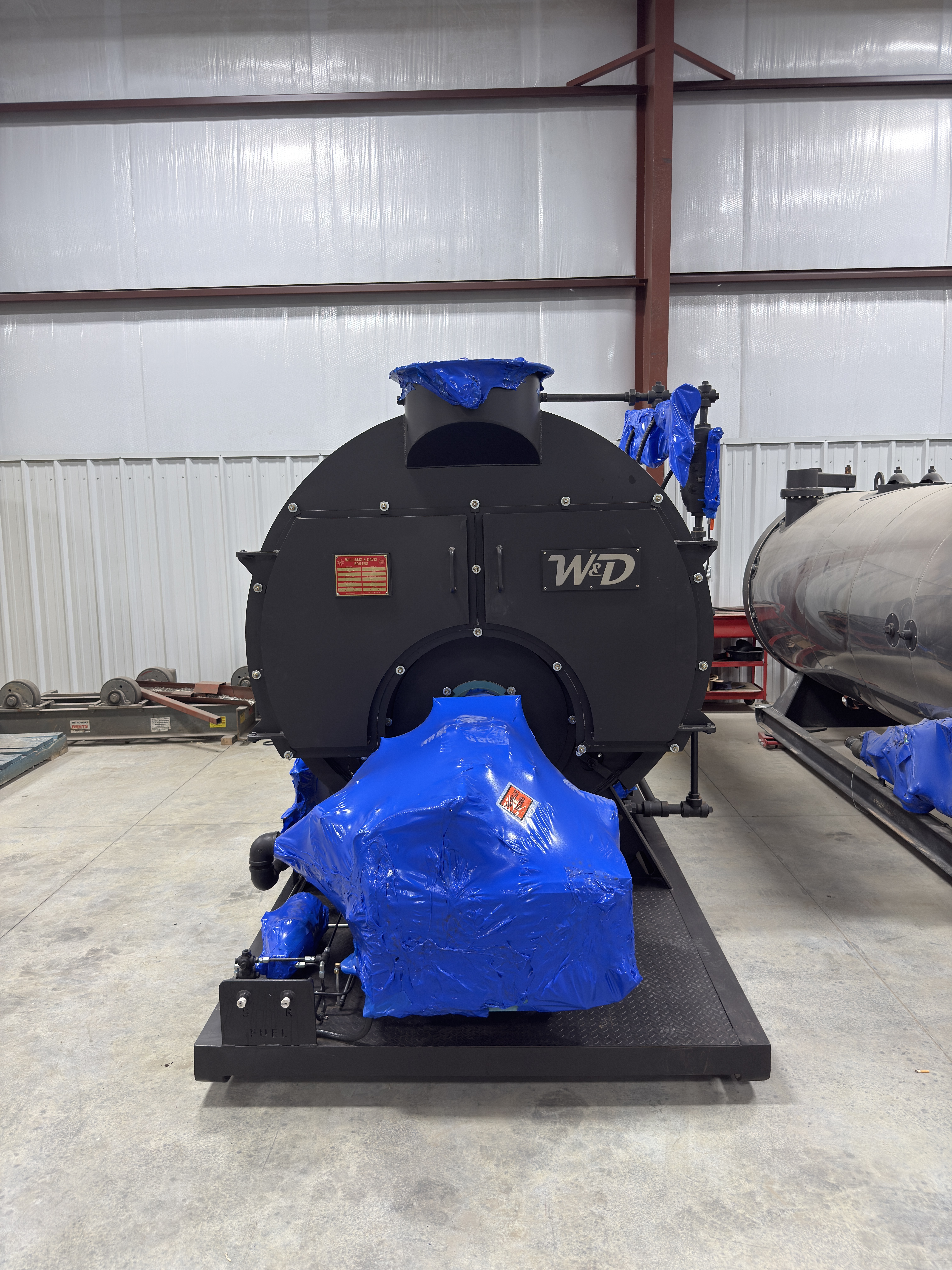 150 HP Williams & Davis, 2-Pass, dry-back design steam boiler, new