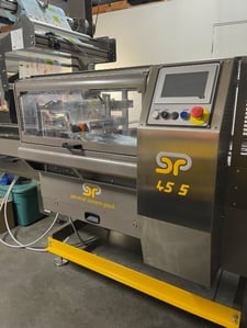 GSP #45-S, flow wrapper, 6' infeed, stainless steel infeed chain and covers, zig-zag knife, photocell for