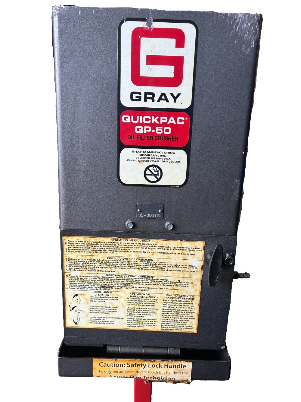 Gray QuickPac #QP-50 Heavy-Duty Spin-On Oil Filter Crusher