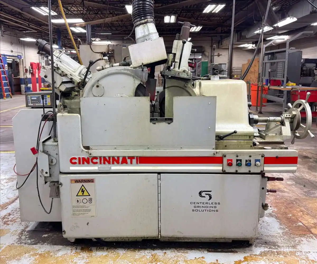 Cincinnati No. 20M, centerless grinder, 1/16" to 3-12" cap., 20" x 12" griding wheel, 12" x 5" reguating