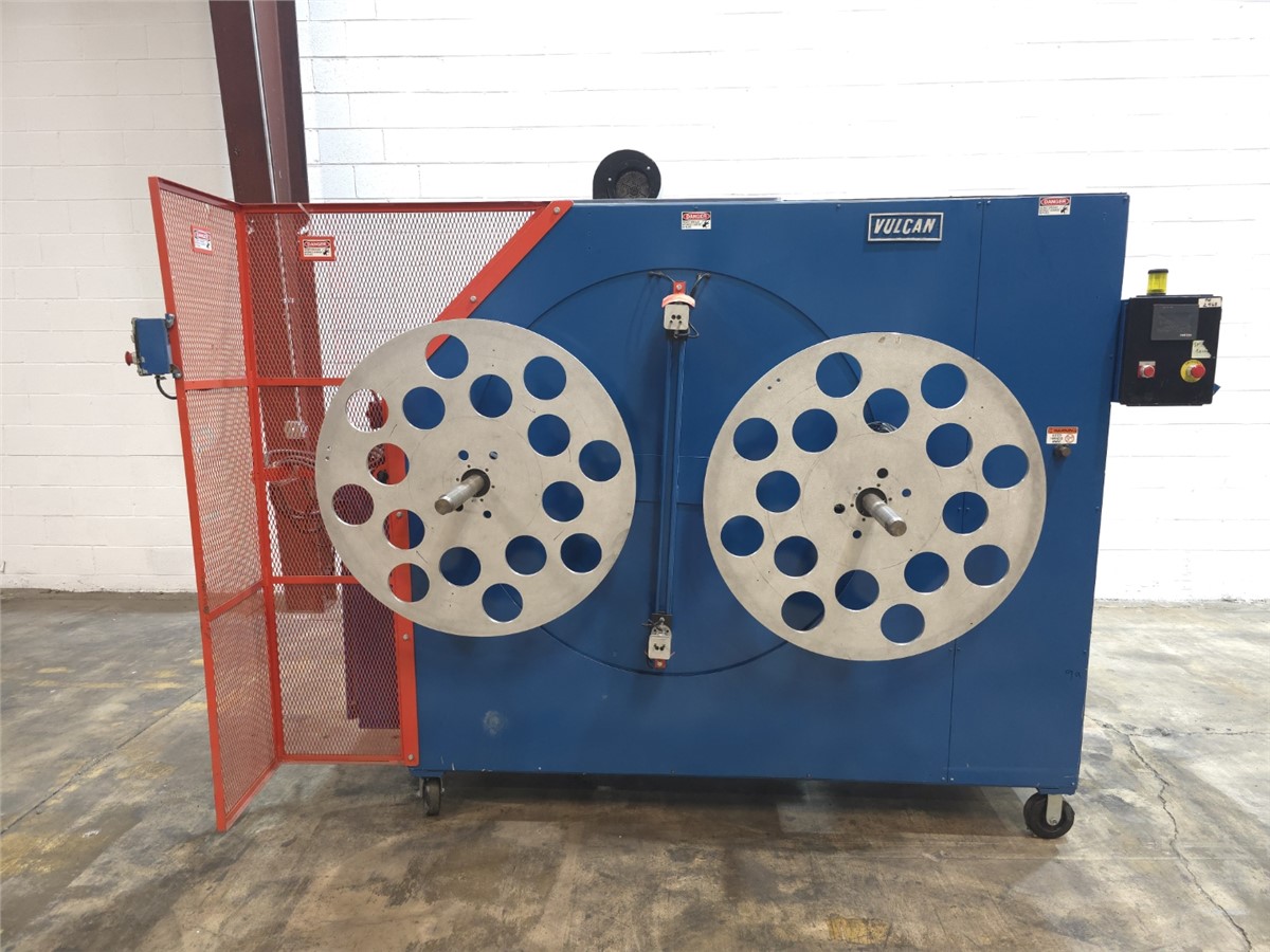 Vulcan, single turret dual spindle coiler, 36" diameter, Allen-Bradley Ultra 3000 servo drive, Red Lion