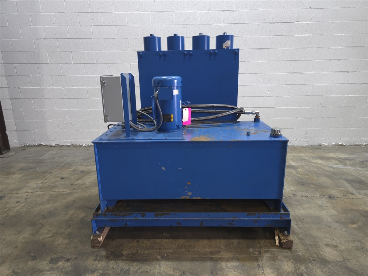 10 HP MGB, hydraulic power unit, (4) Parker accumulators, 5 gallon each, 4000 max psi, 1770 RPM, Fr.215TC