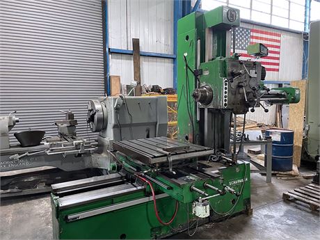 3" Scharmann #WB75, table type horizontal boring mill, 40" X, 40" Y, 39" Z, 20" spindle travel, 31" x39"