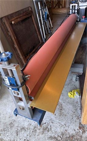 54" CODA, cold-mount motorized laminator, 4.5" nip rollers, silicone coated, Dayton DC gearmotor, infrared