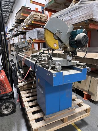 15-3/4" Pertici #Univer-400IP, double head miter saw, (2) saw heads, 4.2 HP, 3190 RPM, 1-3/16" bore, 220 V.