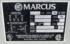 Marcus Transformer of Canada Ltd. 45 kVA, 3-Phase Isolation Transformer, 416 Delta to 120V/208V, CSA, 60Hz