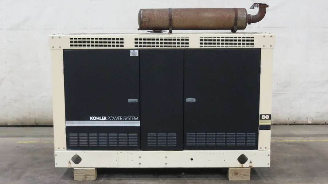 80 KW Kohler #80RZG, Natural gas / propane generator set, 120/240 Volts, 1-phase, 350 hours, 150 HP @ 1800
