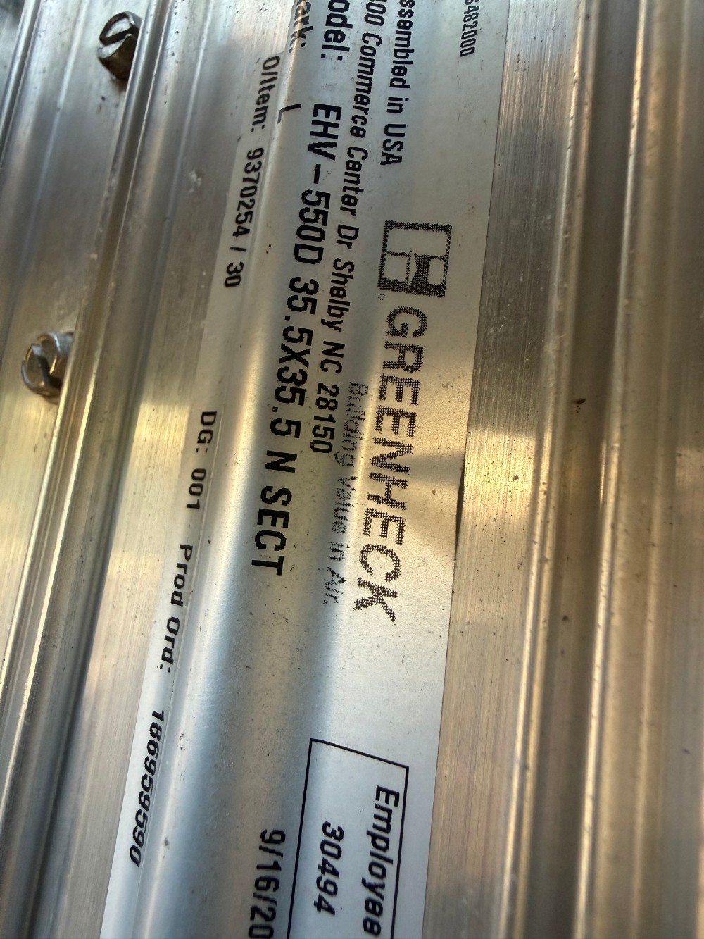 Greenheck #EHV-550D, 35.5" x 35.5" hurricane louvers, still crated