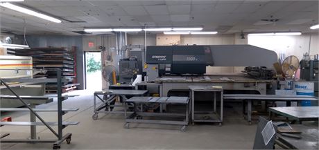 33 Ton, Lvd Strippit #1500-H30, CNC hydraulic turret punch, 42 station, 100.43" X, 63.75" Y, 350 SPM, GE