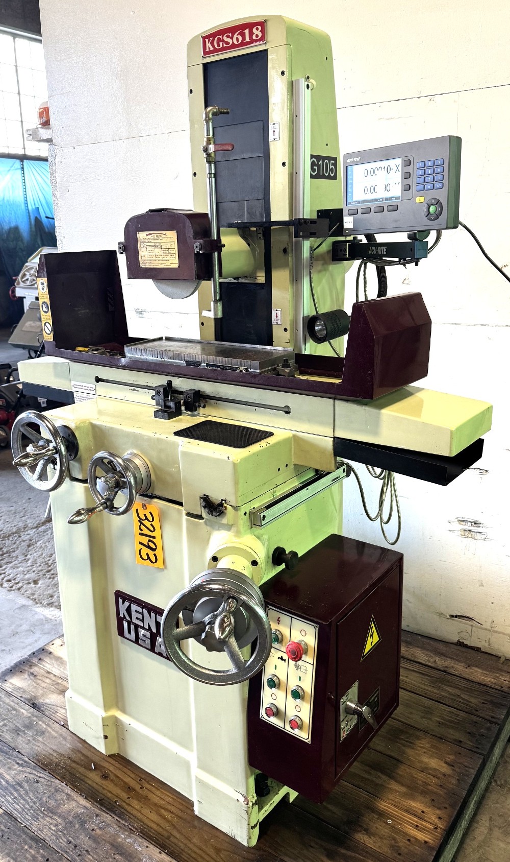 6" x 18" Kent #KGS618, hand surface grinder, digital read out, 2 HP, Coolant, Clean