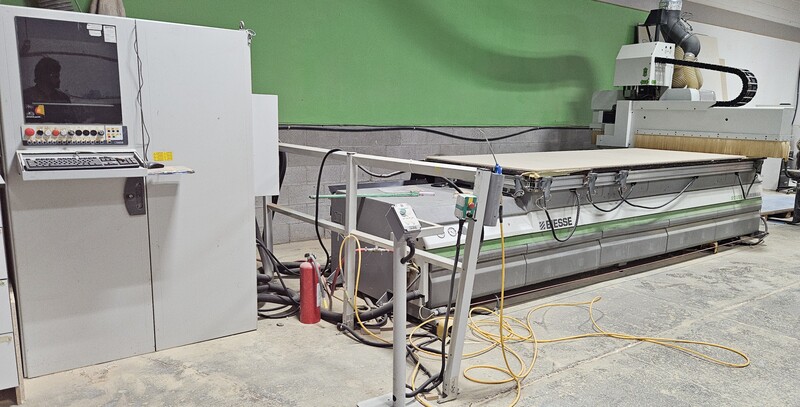 Biesse #Rover-B-4.40-FT, CNC Flat Table Nesting Router, 145" X, 54.3" Y, 6.3" Z, 10-position ATC, 12 vertical