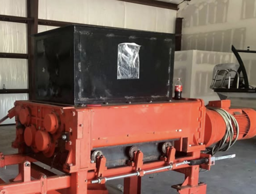 Weima #ZMK-60, Quad Shaft Shredder, 50" wide x 27" long cutting chamber, 74" x 55" hopper, 12.1" rotor/disc