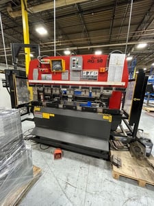 55 Ton, Amada #RG-50, CNC Hydraulic Press Brake, 6' overall length, 59.84" between housing, 39.3" stroke