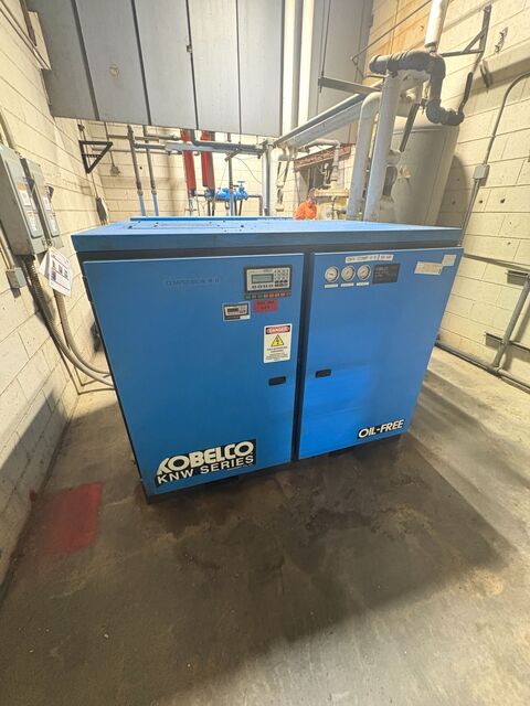 Kobelco #KNW-0-B/L, oil free rotary screw compressor, 50 HP, Siemens PLC Control