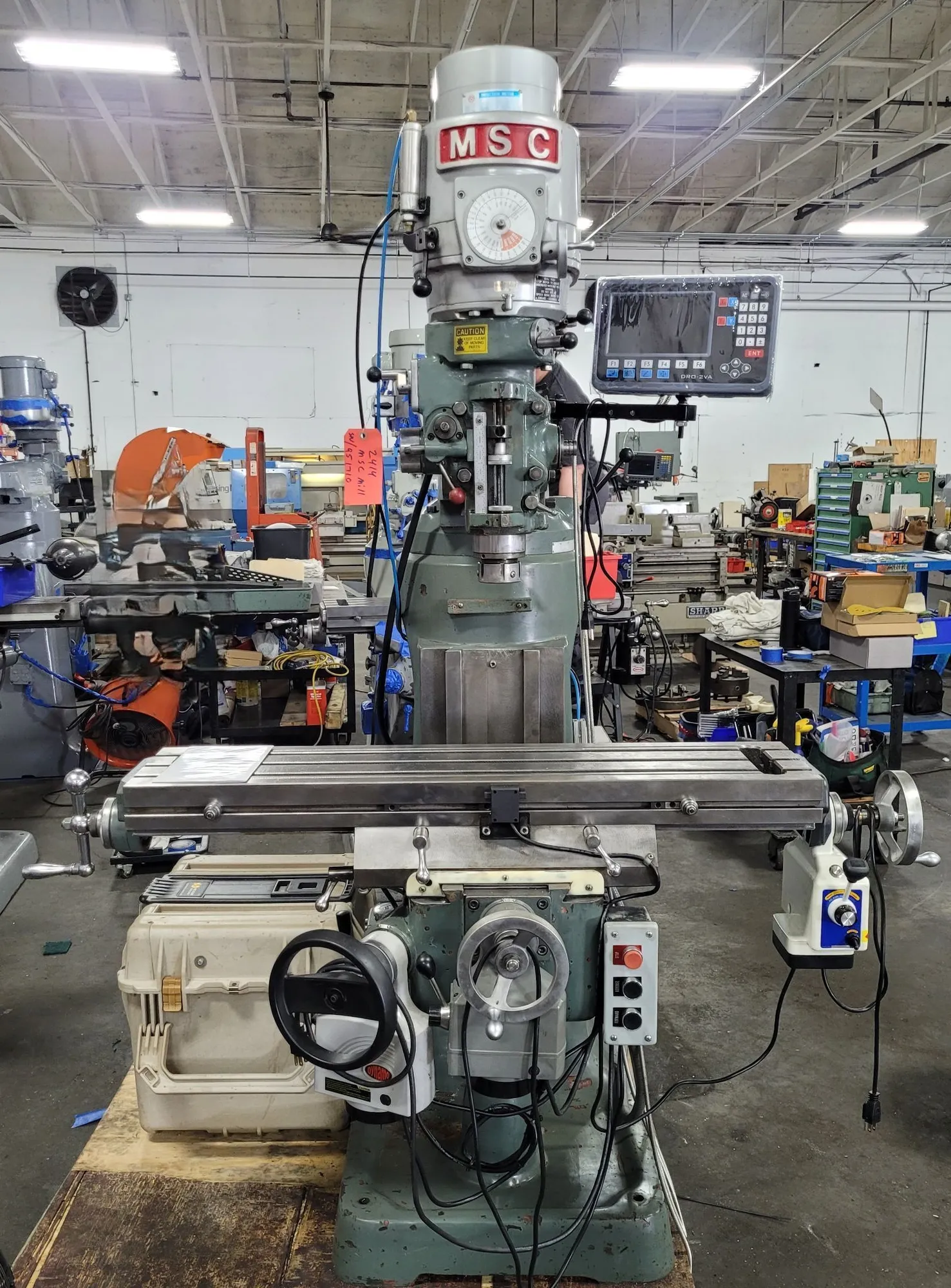 MSC #951710, Vertical Knee Mill, 9" x 42" table, 30" X, 13" Y, 16" Z, 2 HP, 4800 RPM, digital read out