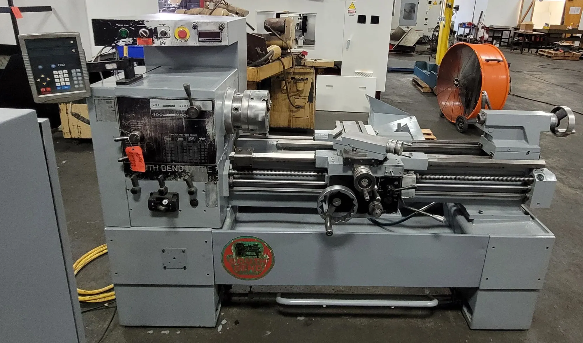 16" x 40" South Bend #1640, engine lathe, digital read out, 2.25" bore, 30-980 RPM, D1-6, 460 V.