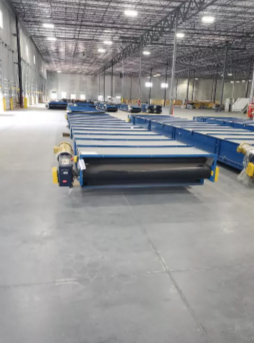 84" wide x 42' long, Slider bed conveyor, 19° incline, 80 FPM, right hand drive, flites