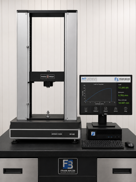 5625 lbf. (25kN) Tinius Olsen #Series-5000, electro mechanical tensile & compression tester, reconditioned &