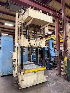 50 Ton, Dake #18-479, 4-Post hydraulic die tryout spotting press with sliding bolster, 34" stroke