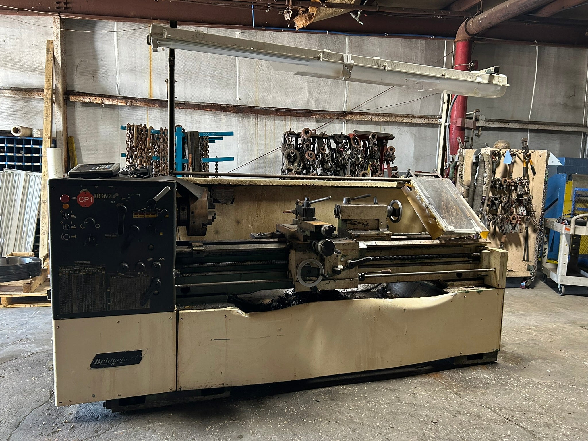 16" x 80" Bridgeport Romi #16-8, Engine Lathe, 7.62 HP, 10.84 amps, 480 Volts, 3PH
