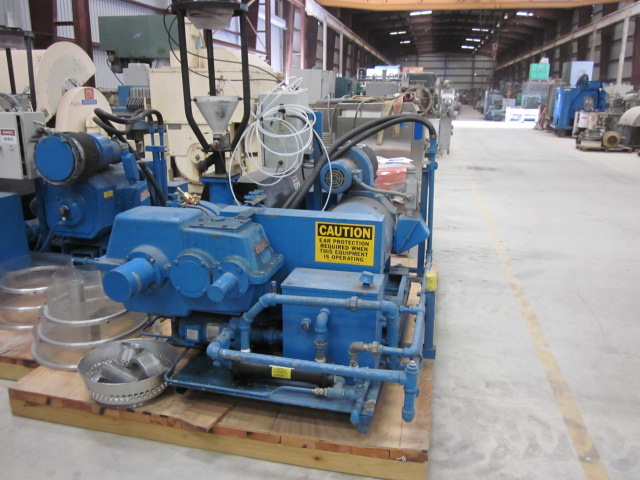2.5" Egan #2515-R.H.-H, extruder, 24:1 L/D, 60 HP, 100 RPM, water cooled, 4 zones, electric heat, 14.06 gear