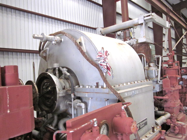 16929 HP DeLaval #HJDF, condensing steam turbine, 565 psig inlet @ 700&deg;F, 7980 RPM, 4" Hg exhaust, 8 stages
