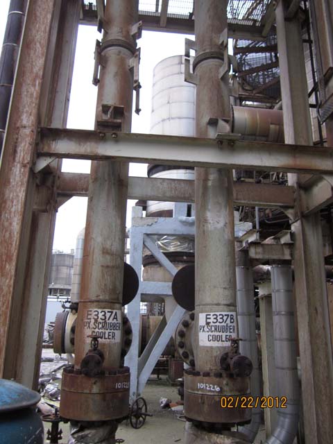 264 sq.ft., 215 psi shell, 1261 psi tube, heat exchanger, 653&deg;F shell, 529&deg;F tube, paraxylene (2 available)