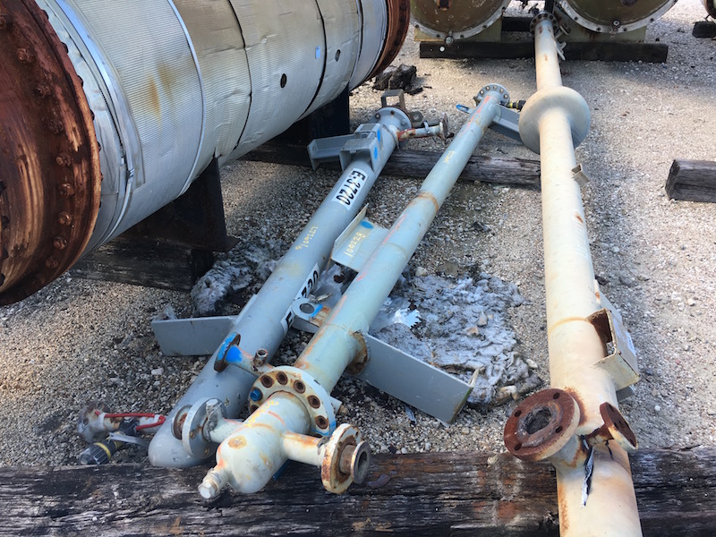 26 sq.ft., 75 psi shell, 78 psi tube, Southern Heat Exchanger, 350&deg;F shell, 410&deg;F tube, 8' tube length