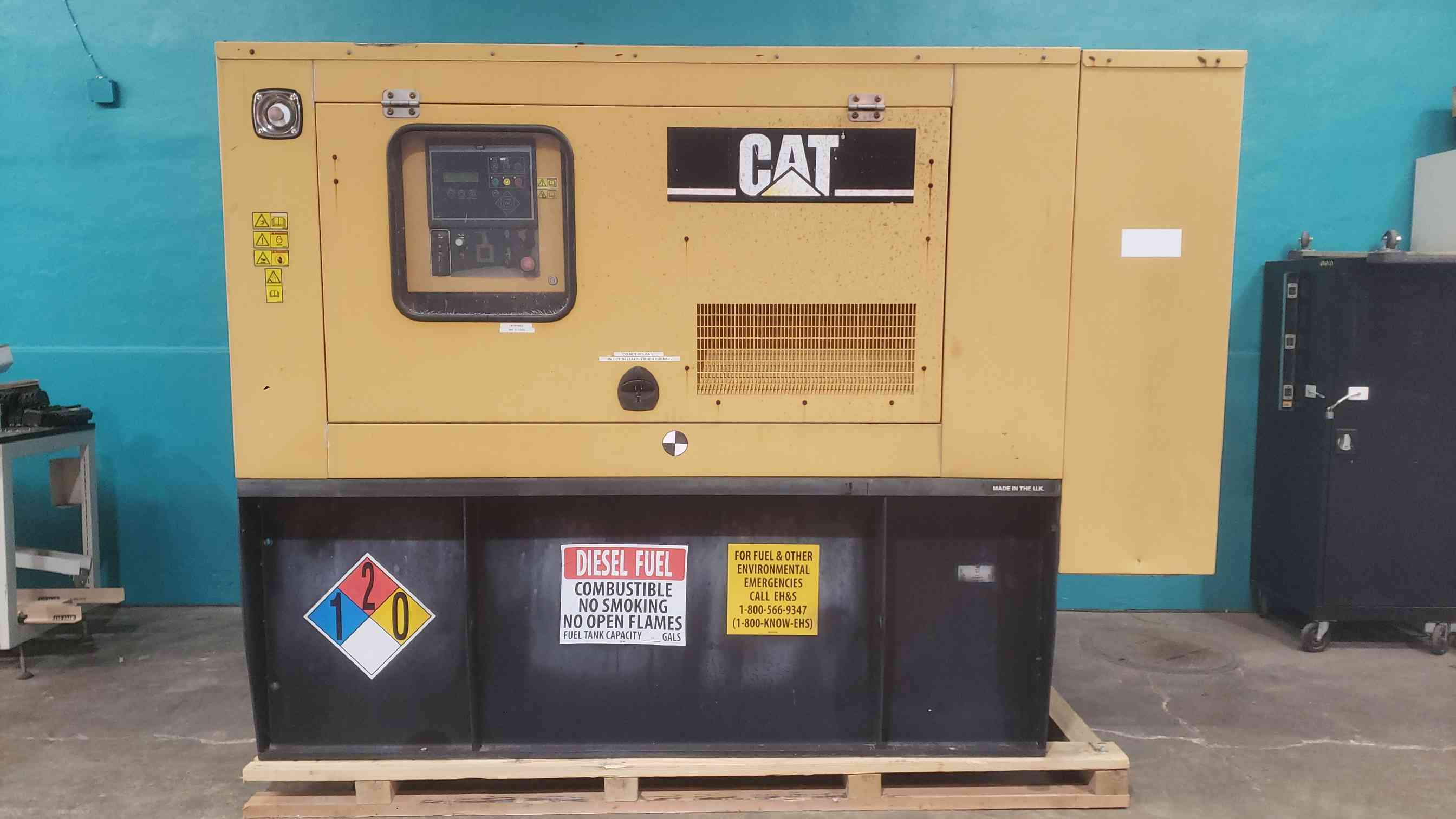 60 KW Caterpillar #D60-4S, diesel generator set, 120/240 Volts, 1 phase, CAT C4.4 Engine, 102 hours, AS IS