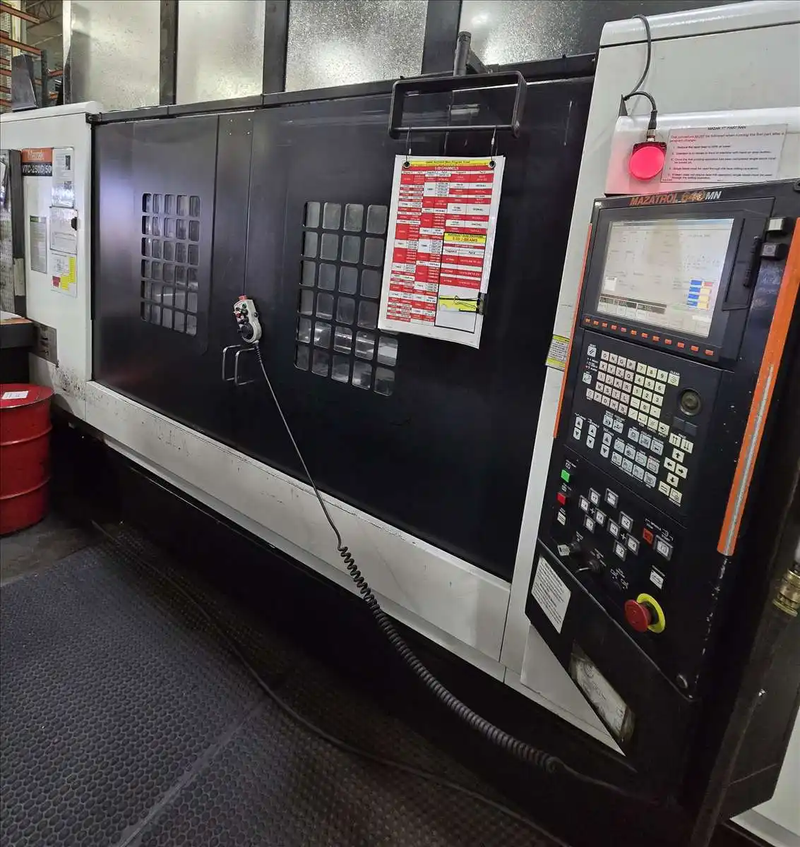 Mazak #VTC-250/50, CNC vertical machining center, Mazatrol 640MN Control, 64.1" X, 25.1" Y, 25.1" Z, 6000