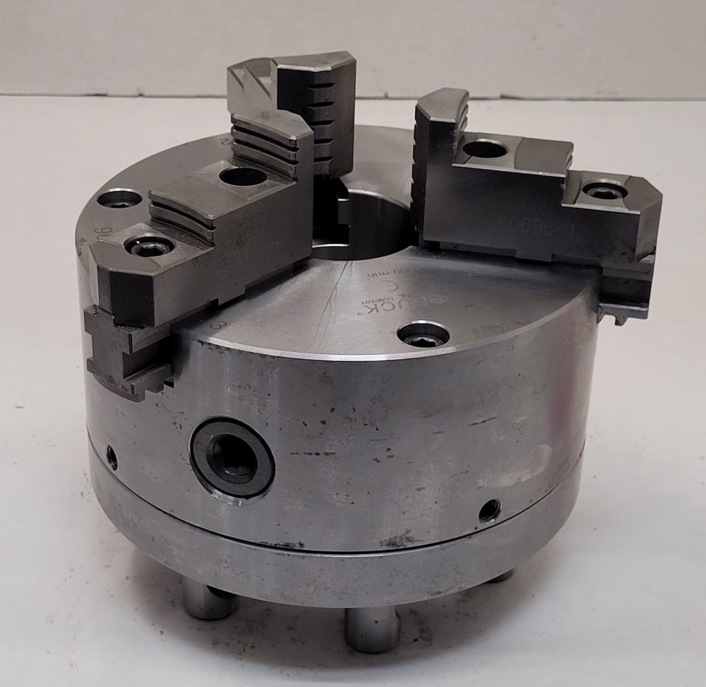 8" Buck #B8083, Ajust-Tru 3-jaw lathe chuck, D1-6 mount, 2.37" thru hole, 4000 RPM